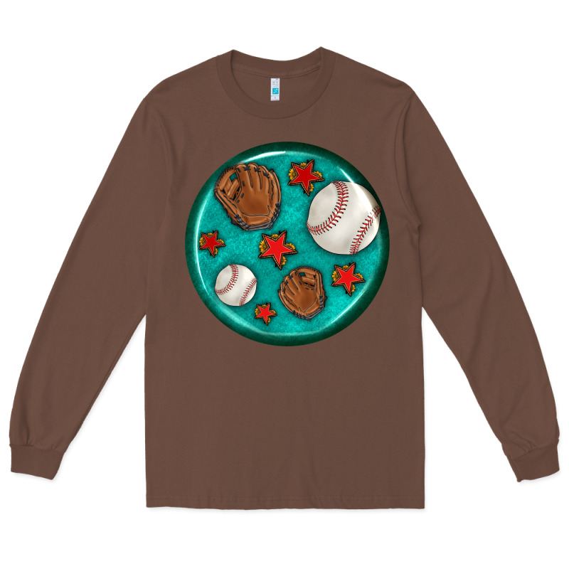 Baseball With Sunflower Round Earrings Long Sleeve Tee by BundleAndBundleShop | Teevron