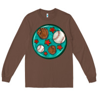 Chestnut baseball with sunflower round earrings Long Sleeve Tee - BundleAndBundleShop