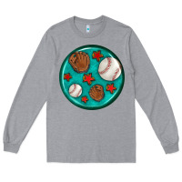 Heather Grey baseball with sunflower round earrings Long Sleeve Tee - BundleAndBundleShop