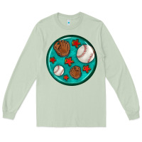 Matcha baseball with sunflower round earrings Long Sleeve Tee - BundleAndBundleShop