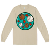 Mushroom baseball with sunflower round earrings Long Sleeve Tee - BundleAndBundleShop