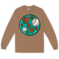 Toasted Coconut baseball with sunflower round earrings Long Sleeve Tee - BundleAndBundleShop
