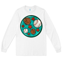 White baseball with sunflower round earrings Long Sleeve Tee - BundleAndBundleShop