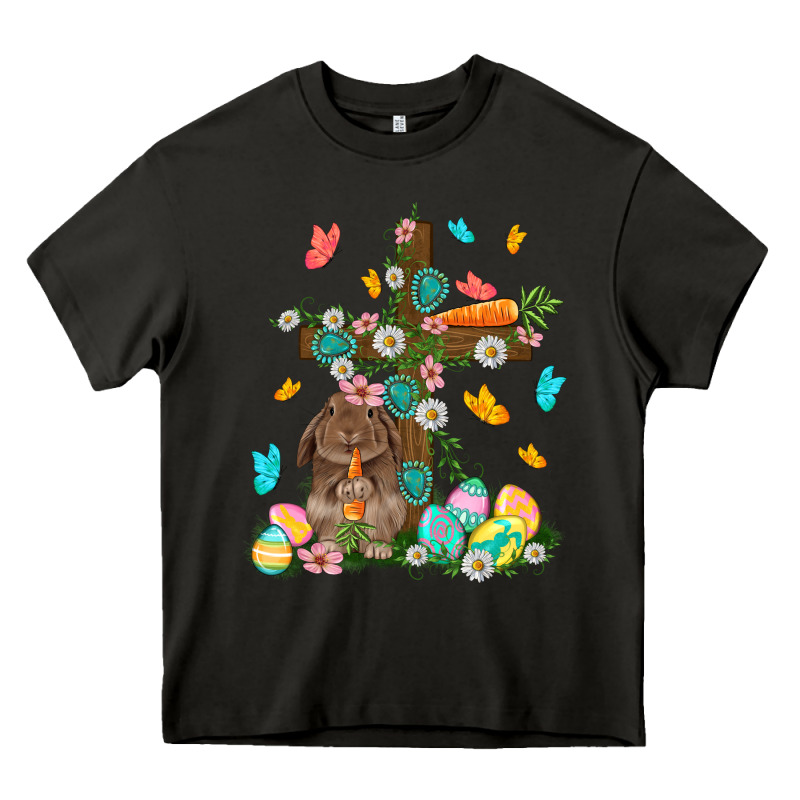 Western Rabbit With Cross Easter Day Heavy Core Tee by HowdyJamesFarm | Teevron
