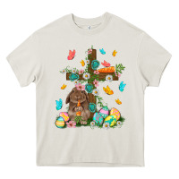 Cream Western Rabbit with Cross Easter Day Heavy Core Tee - HowdyJamesFarm