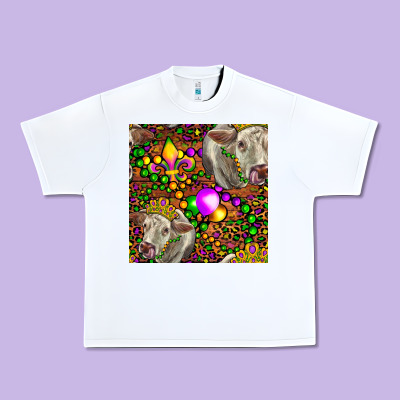 Mardi Gras Cow Leopard Seamless Pattern Urban Heavy Tee Designed By Fadigitalartstudio