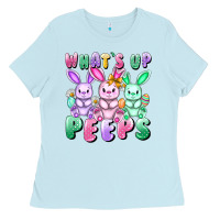 Baby Blue What's up peeps Easter bunnies Easter Day Ladies Tee - CowGirlArtShop