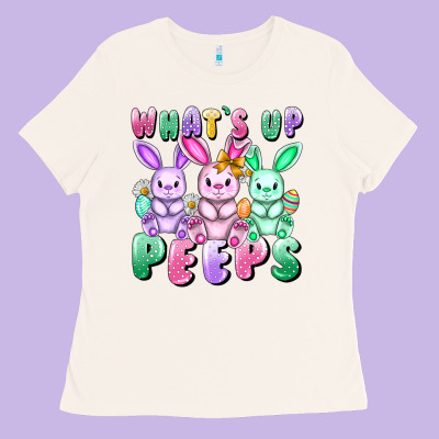 What's Up Peeps Easter Bunnies Easter Day Ladies Tee Designed By Cowgirlartshop
