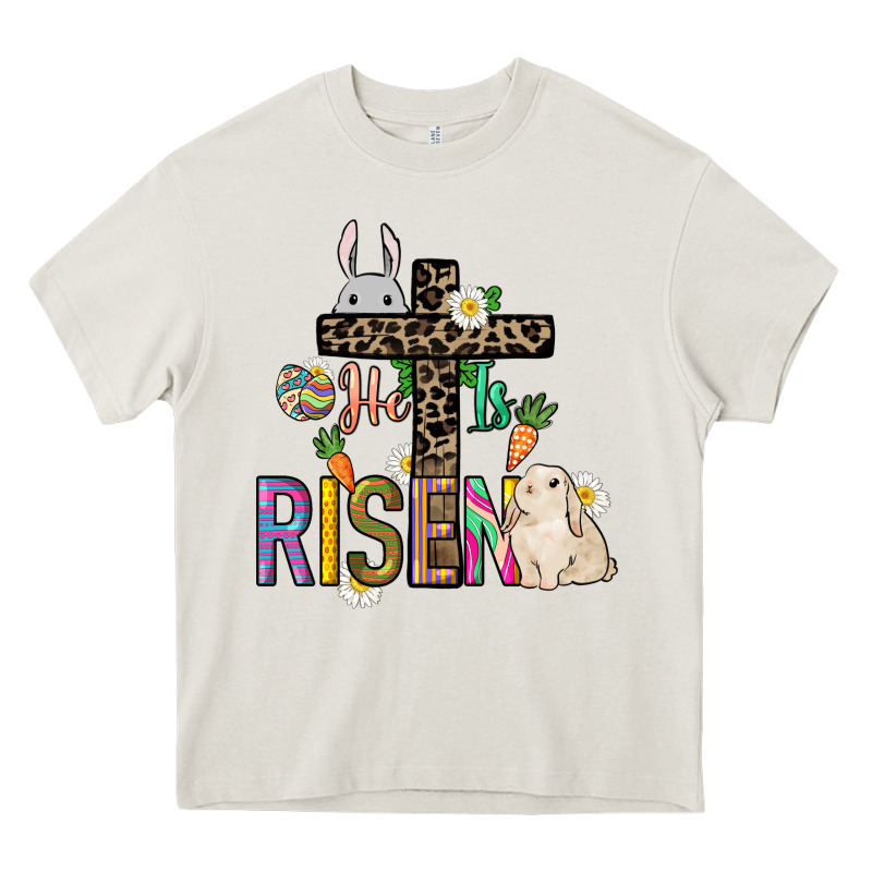 He Is Risen Easter Day Heavy Core Tee by HowdyJamesFarm | Teevron
