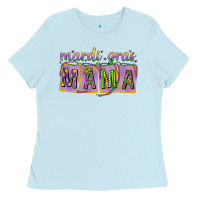 Baby Blue Mardi Gras Mama with Beads Ladies Tee - HowdyJamesFarm