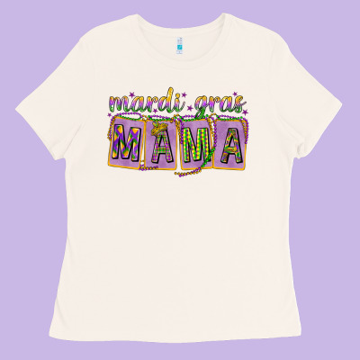 Mardi Gras Mama With Beads Ladies Tee Designed By Howdyjamesfarm