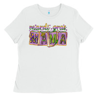 White Mardi Gras Mama with Beads Ladies Tee - HowdyJamesFarm