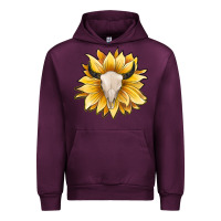 Mauve Wine sunflower bull skull Urban Hoodie - JahusDesignShop