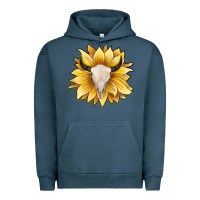 Pigment Midnight Navy sunflower bull skull Urban Hoodie - JahusDesignShop