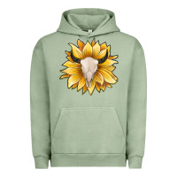 Pigment Oil Green sunflower bull skull Urban Hoodie - JahusDesignShop