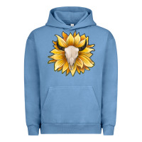 Pigment Pebble Blue sunflower bull skull Urban Hoodie - JahusDesignShop