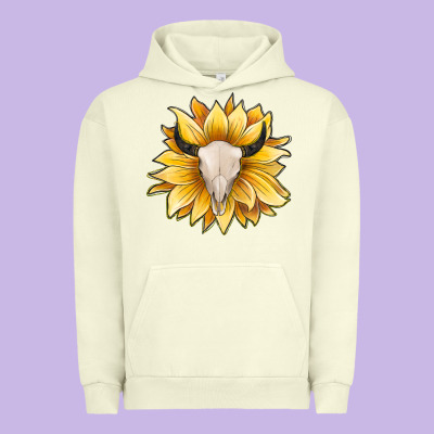Sunflower Bull Skull Urban Hoodie Designed By Jahusdesignshop