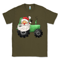 Army Green santa tractor Classic Tee - CowGirlArtShop