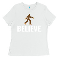 White believe bigfoot white Ladies Tee - artisFamous