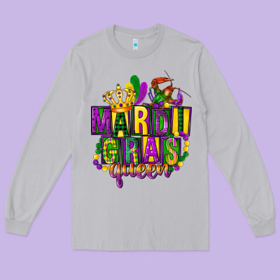 Mardi Gras Queen Long Sleeve Tee Designed By Fadigitalartstudio