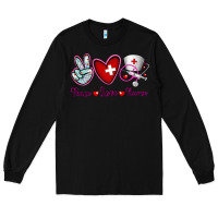 Black Peace Love Nurse Long Sleeve Tee - RanaPortraitStore