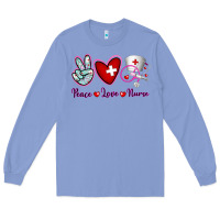 Colony Blue Peace Love Nurse Long Sleeve Tee - RanaPortraitStore