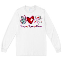 White Peace Love Nurse Long Sleeve Tee - RanaPortraitStore