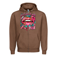 Chestnut in october we wear pink  lips Zipper Hoodie - AdoDesignShop