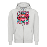 Dove Grey in october we wear pink  lips Zipper Hoodie - AdoDesignShop