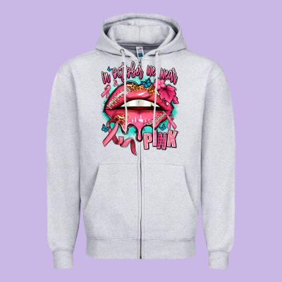 In October We Wear Pink  Lips Zipper Hoodie Designed By Adodesignshop