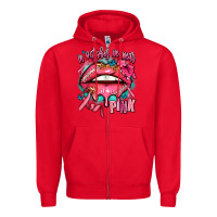 Red in october we wear pink  lips Zipper Hoodie - AdoDesignShop