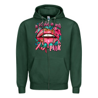 Sports Green in october we wear pink  lips Zipper Hoodie - AdoDesignShop
