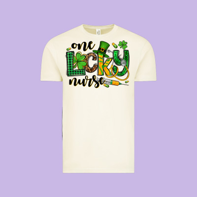 St. Patrick's Day One Lucky Nurse Vintage Tee Designed By Oliviacreatesart