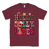 Burgundy holly jolly vibes pink christmas Classic Tee - CowGirlArtShop