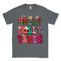 Charcoal Heather holly jolly vibes pink christmas Classic Tee - CowGirlArtShop