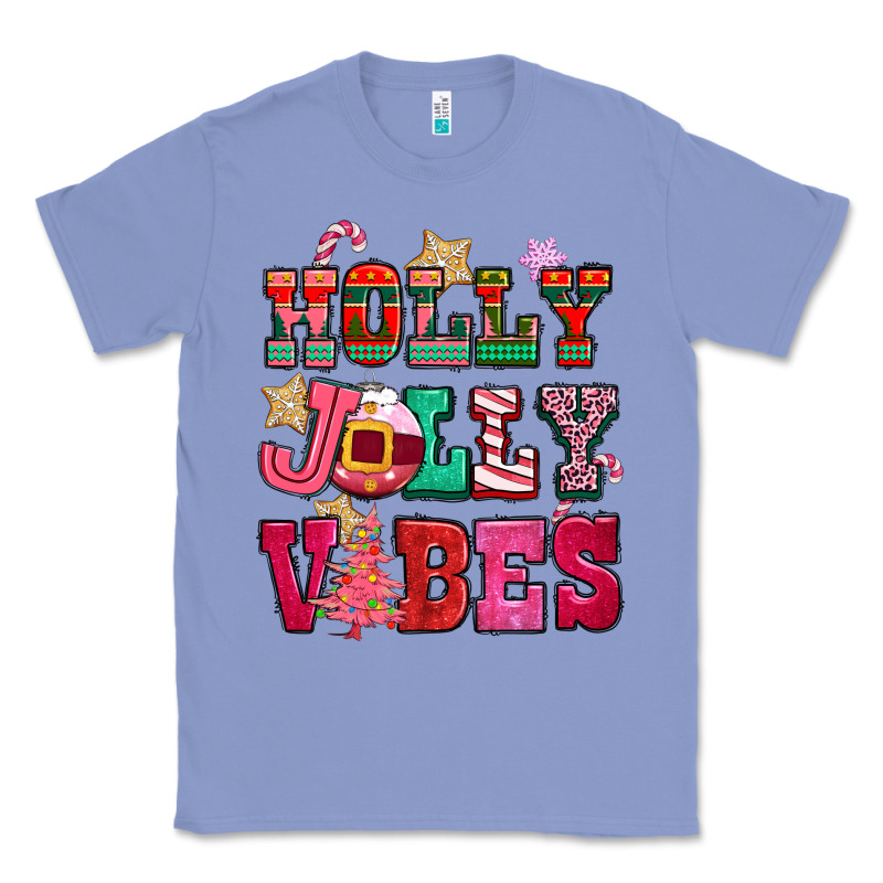 Holly Jolly Vibes Pink Christmas Classic Tee by CowGirlArtShop | Teevron