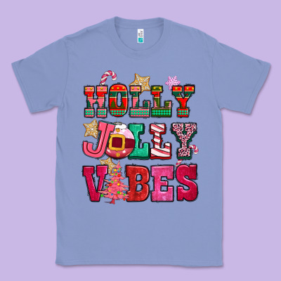 Holly Jolly Vibes Pink Christmas Classic Tee Designed By Cowgirlartshop