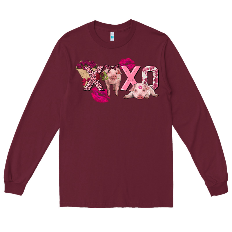 Valentine's Day Pig Xoxo Long Sleeve Tee by FaDigitalArtStudio | Teevron