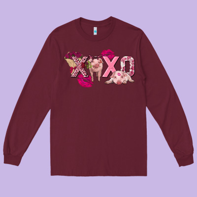 Valentine's Day Pig Xoxo Long Sleeve Tee Designed By Fadigitalartstudio