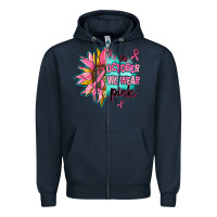 Navy sunflower in october we wear pink Zipper Hoodie - AdoDesignShop