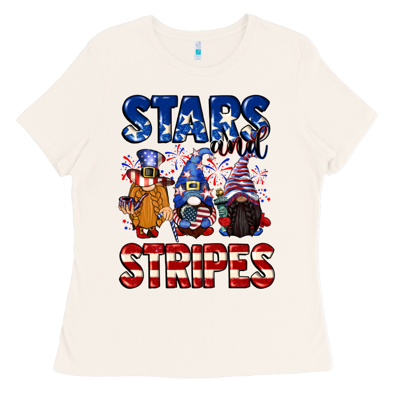 Stars And Stripes Gnomes 4th Of July Ladies Tee by CowGirlArtShop | Teevron