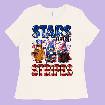 Stars And Stripes Gnomes 4th Of July Ladies Tee Designed By Cowgirlartshop