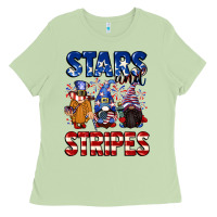 Matcha Stars and stripes gnomes 4th of july Ladies Tee - CowGirlArtShop