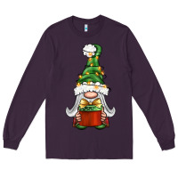 Plum Christmas Gnome With Gift Long Sleeve Tee - BundleAndBundleShop