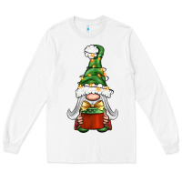 White Christmas Gnome With Gift Long Sleeve Tee - BundleAndBundleShop