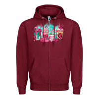 Burgundy breast cancer  coffee cups Zipper Hoodie - AdoDesignShop