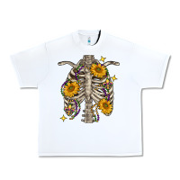 Mardi Gras Chest Sunflowers Skeleton Urban Heavy Tee | Teevron