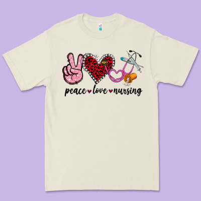 Peace Love Nursing Premium Tee Designed By Jasminsmagicworld