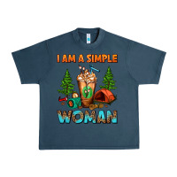 Midnight Navy I Am A Simple Woman Camping Frappe Urban Heavy Tee - FaDigitalArtStudio
