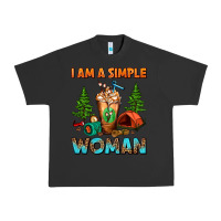Pigment Black I Am A Simple Woman Camping Frappe Urban Heavy Tee - FaDigitalArtStudio
